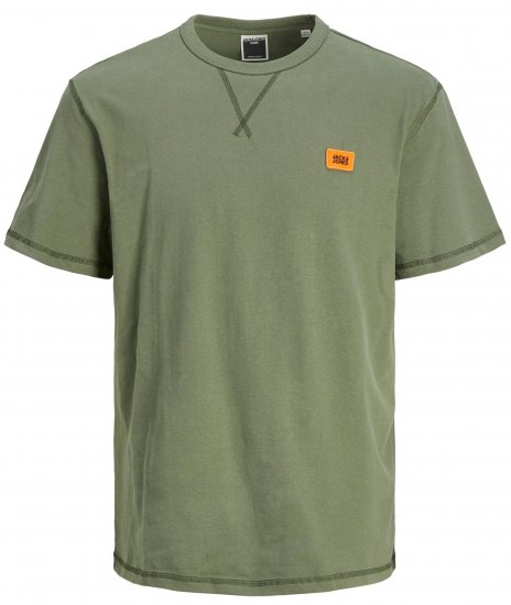 Jack & Jones JCOCLASSIC WAFFLE BADGE TEE Green - T-shirts - T-shirts i store størrelser - 2XL-14XL