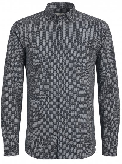 Jack & Jones JPRBLACARDIFF Print LS Shirt Navy - Skjorter - Skjorter til store mænd 2XL- 8XL