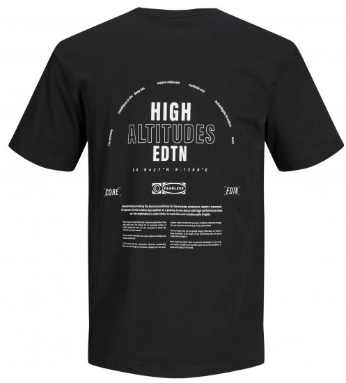 Jack & Jones JCOEDTN T-Shirt with Back Print Black - T-shirts - T-shirts i store størrelser - 2XL-14XL