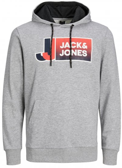 Jack & Jones JCOLOGAN Hoodie Light Grey Melange - Trøjer og Hættetrøjer - Trøjer og Hættetrøjer i store størrelser - 2XL-14XL