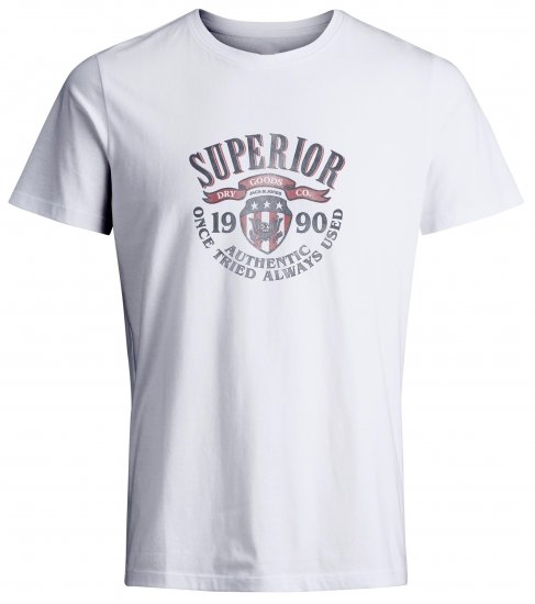 Jack & Jones JPRBLU Vintage T-shirt White - T-shirts - T-shirts i store størrelser - 2XL-14XL