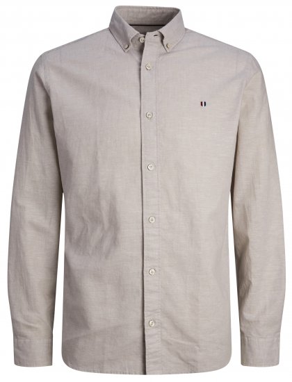 Jack & Jones JPRBLUSUMMER SHIELD LS Shirt Fields Of Rye - Skjorter - Skjorter til store mænd 2XL- 8XL