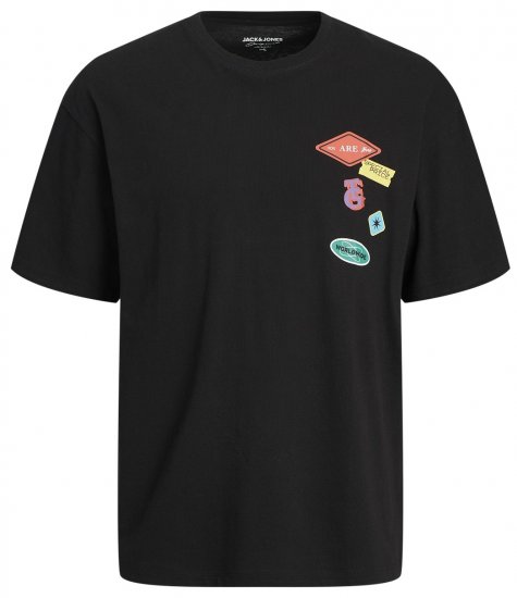 Jack & Jones JORDECAL T-Shirt with Back Print Black - T-shirts - T-shirts i store størrelser - 2XL-14XL