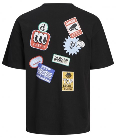 Jack & Jones JORDECAL T-Shirt with Back Print Black - T-shirts - T-shirts i store størrelser - 2XL-14XL