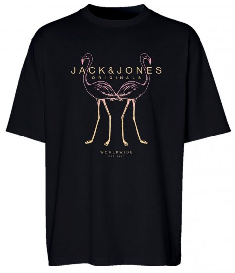 Jack & Jones JORLAFAYETTE 2 FST T-Shirt Black - T-shirts - T-shirts i store størrelser - 2XL-14XL