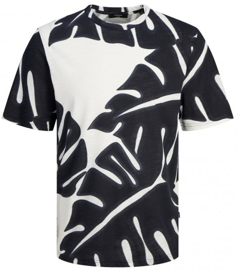 Jack & Jones JPRBLAPALMA AOP T-Shirt Snow White - T-shirts - T-shirts i store størrelser - 2XL-14XL