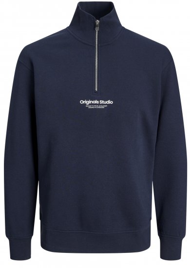 Jack & Jones Esterbro High Neck Quarter Zip Sweatshirt Dark Blue - Trøjer og hættetrøjer - Trøjer og Hættetrøjer i store størrelser - 2XL-14XL