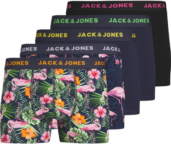 Jack & Jones JACPINK FLAMINGO TRUNKS 5 PACK Navy Blazer - Undertøj og badetøj - Badetøj og Undertøj i store størrelser 