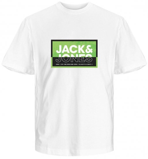 Jack & Jones JCOLOGAN SUMMER PRINT T-Shirt White - T-shirts - T-shirts i store størrelser - 2XL-14XL