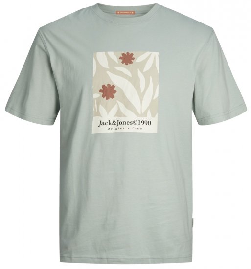 Jack & Jones JORMARBELLA AOP BRANDING T-Shirt Gray Mist - T-shirts - T-shirts i store størrelser - 2XL-14XL