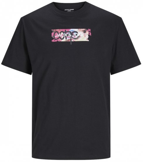 Jack & Jones JCOSUMMER PRINT T-Shirt Black - T-shirts - T-shirts i store størrelser - 2XL-14XL