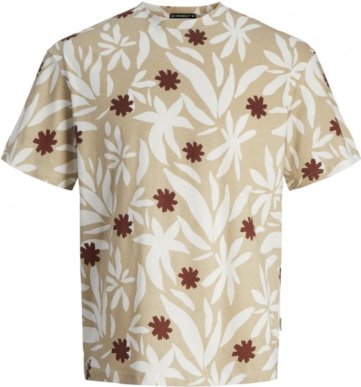 Jack & Jones JORMARBELLA AOP TEE SS CREW NECK PLS Fields Of Rye - T-shirts - T-shirts i store størrelser - 2XL-14XL