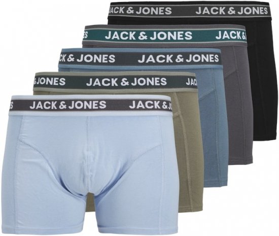 Jack & Jones Evan Solid Trunks 5-Pack Black - Undertøj og badetøj - Badetøj og Undertøj i store størrelser 