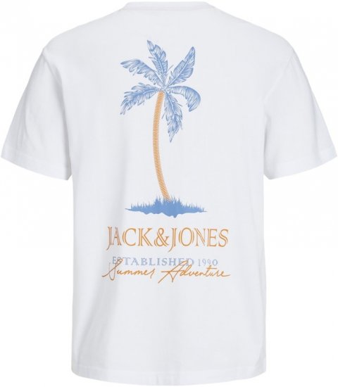 Jack & Jones Summer Vibes Crew Neck T-Shirt White - T-shirts - T-shirts i store størrelser - 2XL-14XL