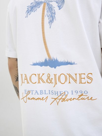 Jack & Jones Summer Vibes Crew Neck T-Shirt White - T-shirts - T-shirts i store størrelser - 2XL-14XL