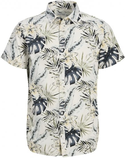 Jack & Jones Hawaii AOP Shirt White - Skjorter - Skjorter til store mænd 2XL- 8XL