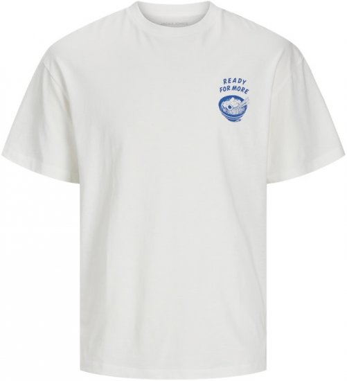 Jack & Jones Charge Crew Neck Printed T-Shirt White - T-shirts - T-shirts i store størrelser - 2XL-14XL