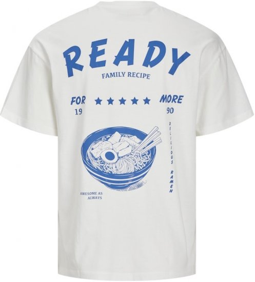 Jack & Jones Charge Crew Neck Printed T-Shirt White - T-shirts - T-shirts i store størrelser - 2XL-14XL