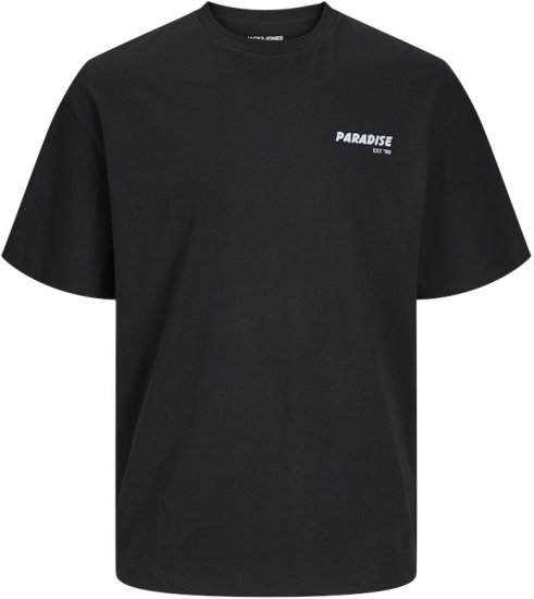 Jack & Jones Charge Crew Neck Printed T-Shirt Black - T-shirts - T-shirts i store størrelser - 2XL-14XL