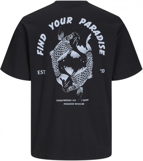 Jack & Jones Charge Crew Neck Printed T-Shirt Black - T-shirts - T-shirts i store størrelser - 2XL-14XL