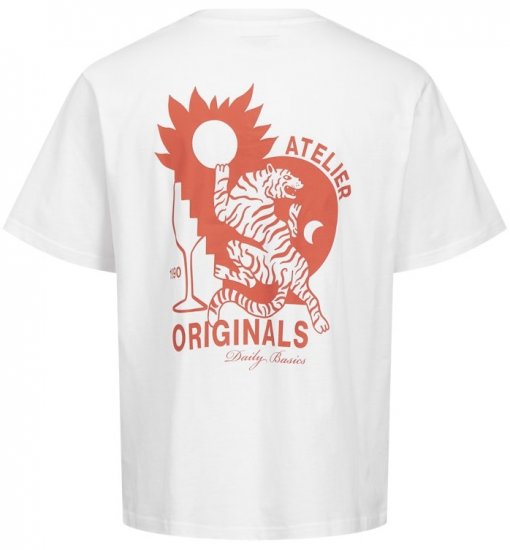  Jack & Jones Bellagio Collage Crew Neck T-Shirt Bright White - T-shirts - T-shirts i store størrelser - 2XL-14XL