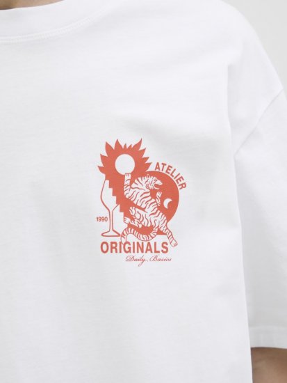  Jack & Jones Bellagio Collage Crew Neck T-Shirt Bright White - T-shirts - T-shirts i store størrelser - 2XL-14XL