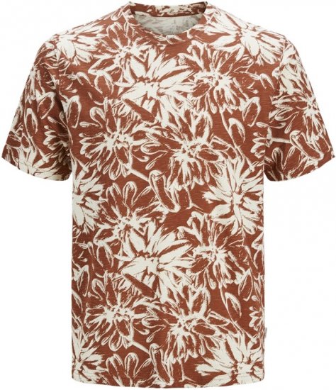 Jack & Jones Split AOP Crew Neck T-Shirt Brown - T-shirts - T-shirts i store størrelser - 2XL-14XL