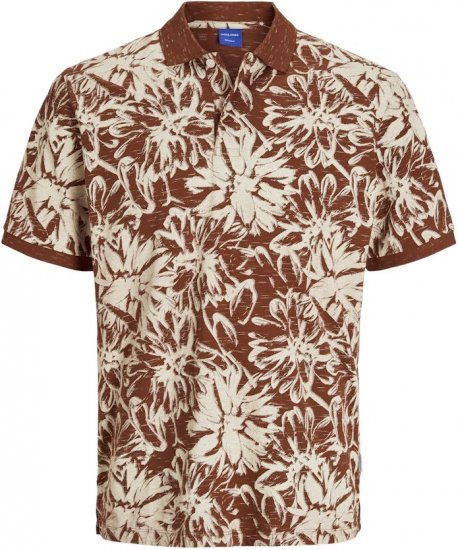 Jack & Jones Split AOP Print Polo Brown - Polotrøjer - Polotrøjer 2XL-8XL