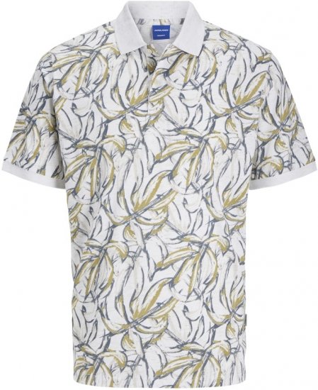 Jack & Jones Split AOP Print Polo White - Polotrøjer - Polotrøjer 2XL-8XL