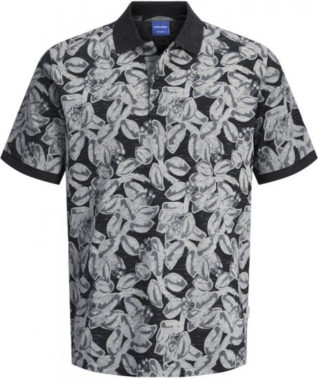 Jack & Jones Split AOP Print Polo Black - Polotrøjer - Polotrøjer 2XL-8XL