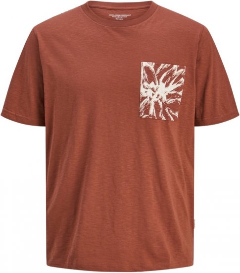 Jack & Jones Split Pocket Print T-Shirt Brown - T-shirts - T-shirts i store størrelser - 2XL-14XL