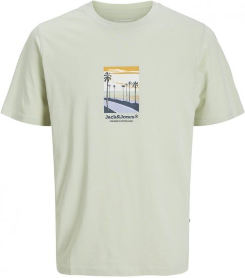 Jack & Jones Split Front Graphic Crew Neck T-Shirt Green - T-shirts - T-shirts i store størrelser - 2XL-14XL