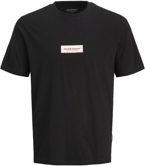 Jack & Jones Split Fakestitch Branding T-Shirt Black - T-shirts - T-shirts i store størrelser - 2XL-14XL
