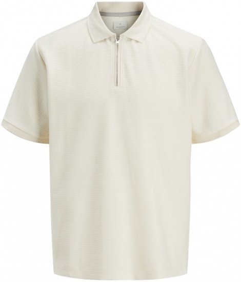 Jack & Jones Ronnie Polo with Zipper Bright White - Polotrøjer - Polotrøjer 2XL-8XL