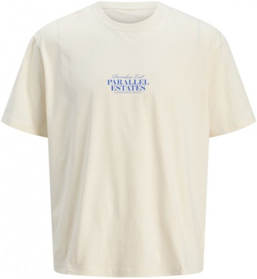 Jack & Jones Parallel Crew Neck T-Shirt Antique White - T-shirts - T-shirts i store størrelser - 2XL-14XL