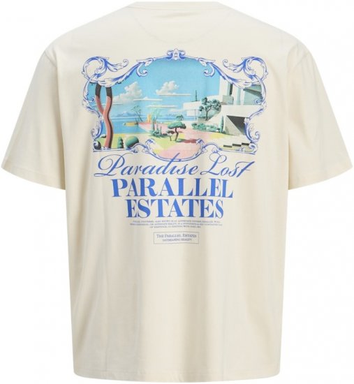 Jack & Jones Parallel Crew Neck T-Shirt Antique White - T-shirts - T-shirts i store størrelser - 2XL-14XL