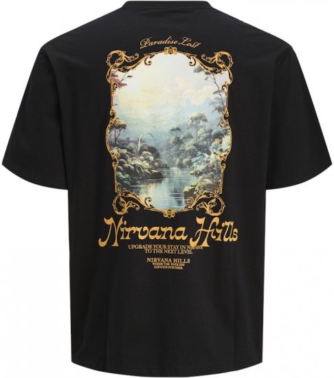Jack & Jones Parallel Crew Neck T-Shirt Black - T-shirts - T-shirts i store størrelser - 2XL-14XL