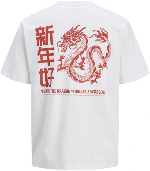Jack & Jones Snake Dragon Crew Neck T-Shirt Bright White - T-shirts - T-shirts i store størrelser - 2XL-14XL
