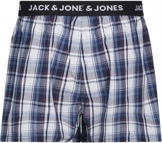 Jack & Jones Saigon Blue/Red Check Woven Boxers 3-Pack Navy Blazer - Undertøj og badetøj - Badetøj og Undertøj i store størrelser 