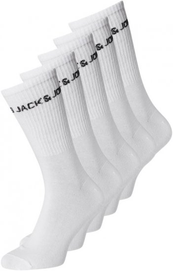 Jack & Jones BASIC LOGO Tennis Socks 5-Pack White - Undertøj og badetøj - Badetøj og Undertøj i store størrelser 