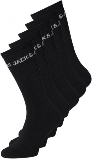 Jack & Jones BASIC LOGO Tennis Socks 5-Pack Black - Undertøj og badetøj - Badetøj og Undertøj i store størrelser 