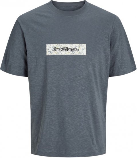 Jack & Jones Split Branding AOP Crew Neck T-Shirt Grey - T-shirts - T-shirts i store størrelser - 2XL-14XL