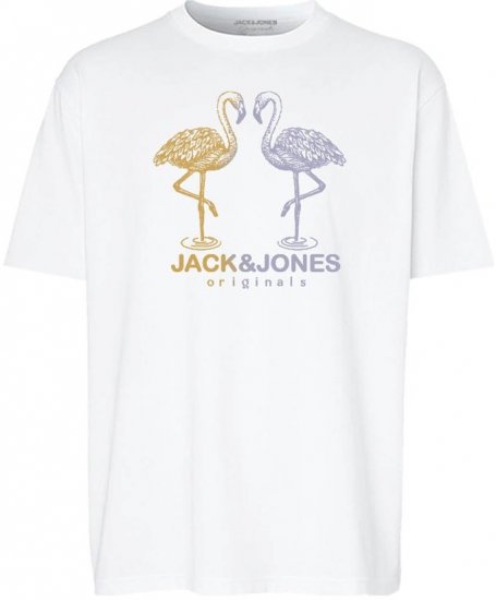 Jack & Jones Split Gradient Crew Neck T-Shirt Bright White - T-shirts - T-shirts i store størrelser - 2XL-14XL