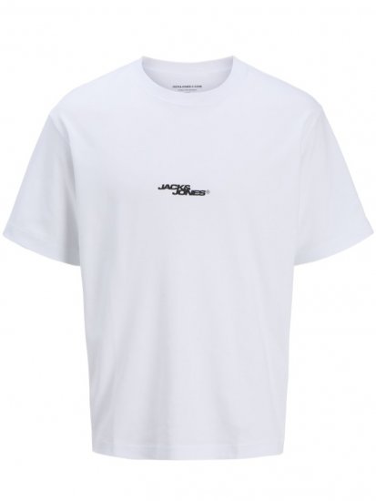 Jack & Jones Summer Sago Print Crew Neck T-Shirt Bright White - T-shirts - T-shirts i store størrelser - 2XL-14XL