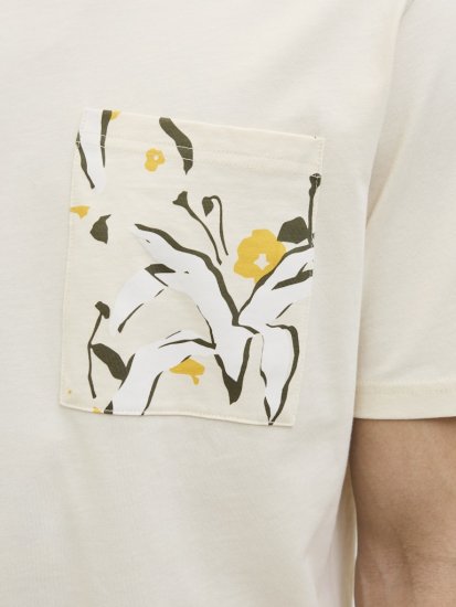  Jack & Jones Tavira Aop Pocket Crew Neck T-Shirt Antique White - T-shirts - T-shirts i store størrelser - 2XL-14XL