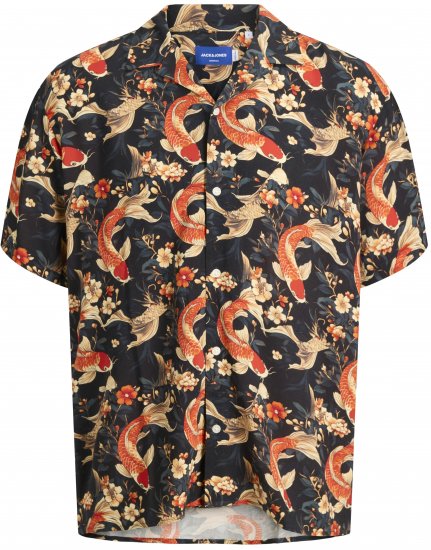 Jack & Jones Tokyo mønstret hawaiiskjorte mørkebrun - Skjorter - Skjorter til store mænd 2XL- 8XL