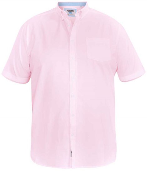 D555 James Short Sleeve Oxford Shirt Pink - Skjorter - Skjorter til store mænd 2XL- 8XL