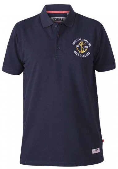 D555 Jefferson Short Sleeve Pique Polo Navy - Polotrøjer - Polotrøjer 2XL-8XL