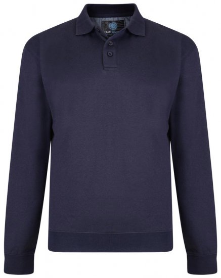 Kam Jeans Trøje med Krave Mørkeblå - Trøjer og hættetrøjer - Trøjer og Hættetrøjer i store størrelser - 2XL-14XL