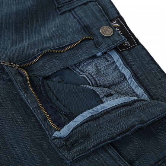 Kam Jeans 264 Slub Weave 5 Pocket Stretch Pants Smokey Blue - Jeans og bukser - Herrejeans og bukser i store størrelser W40-W70